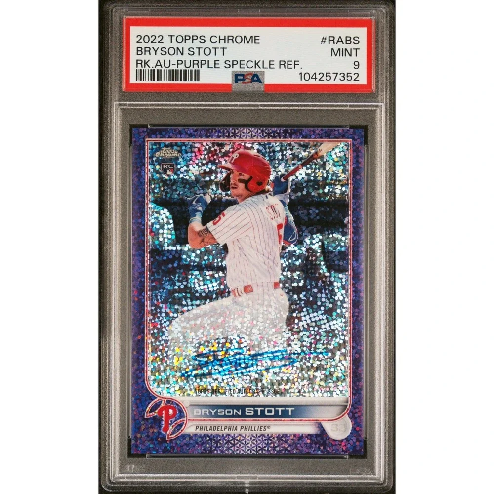 2022 Topps Chrome Rookie RC Auto Bryson Stott #RABS Purple Speckle /299 PSA 9 MT